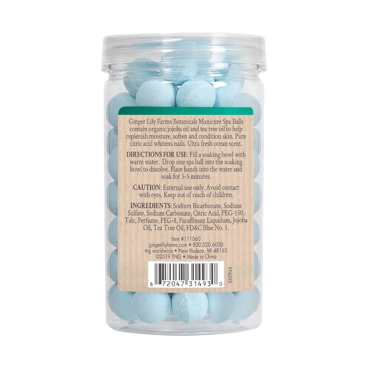 Ginger Lily Farms Botanicals Manicure Spa Balls Ocean, Manicure Soak Balls Replenishes Moisture, Softens and Conditions Skin, 8 Ounces, 80-Count - Image 3