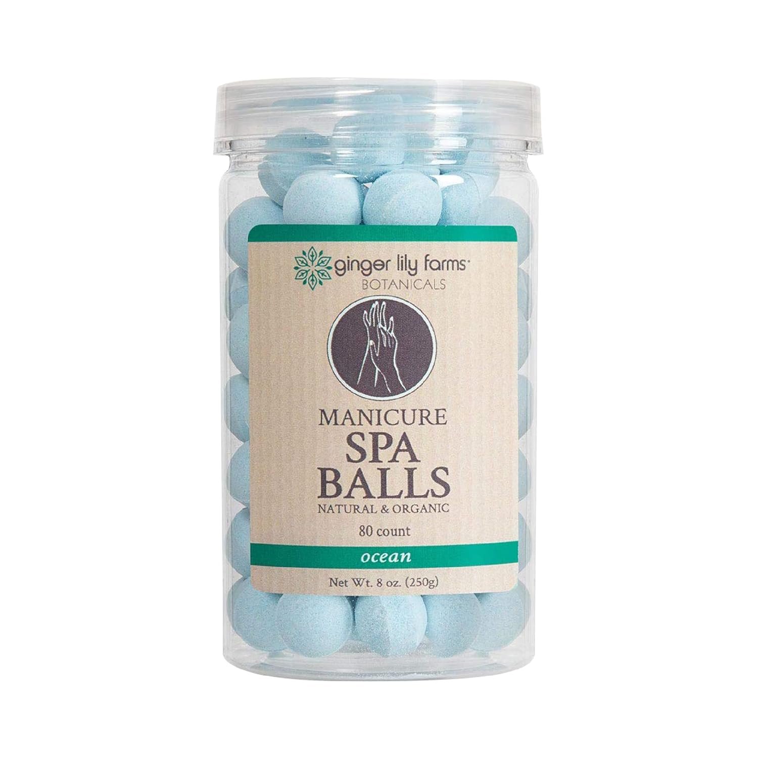Ginger Lily Farms Botanicals Manicure Spa Balls Ocean, Manicure Soak Balls Replenishes Moisture, Softens and Conditions Skin, 8 Ounces, 80-Count - Image 2