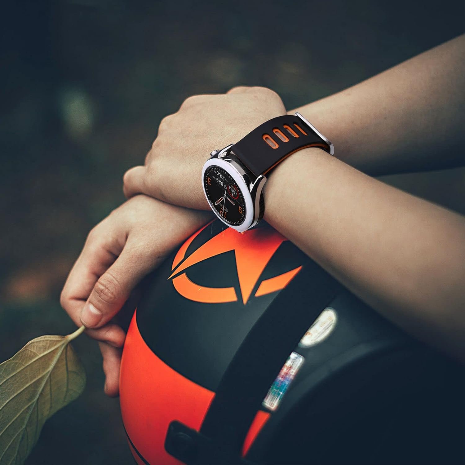 WOCCI 22mm Bicolor Watch Band, Silicone Rubber, Quick Release Replacement Strap for Men and Women, Black Stainless Steel Buckle (Black-Orange) - Image 7