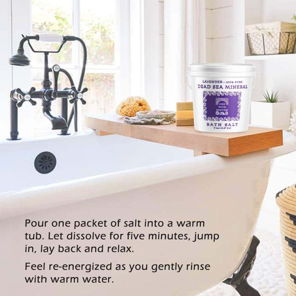 One With Nature 100% Pure Dead Sea Salt, 5Lb - Fine Bath Salts for Soaking, Body Exfoliator, Acne Treatment, 21 Essential Minerals, Fragrance-Free, for Men, Women, Children. Helps Skin Conditions - Image 7