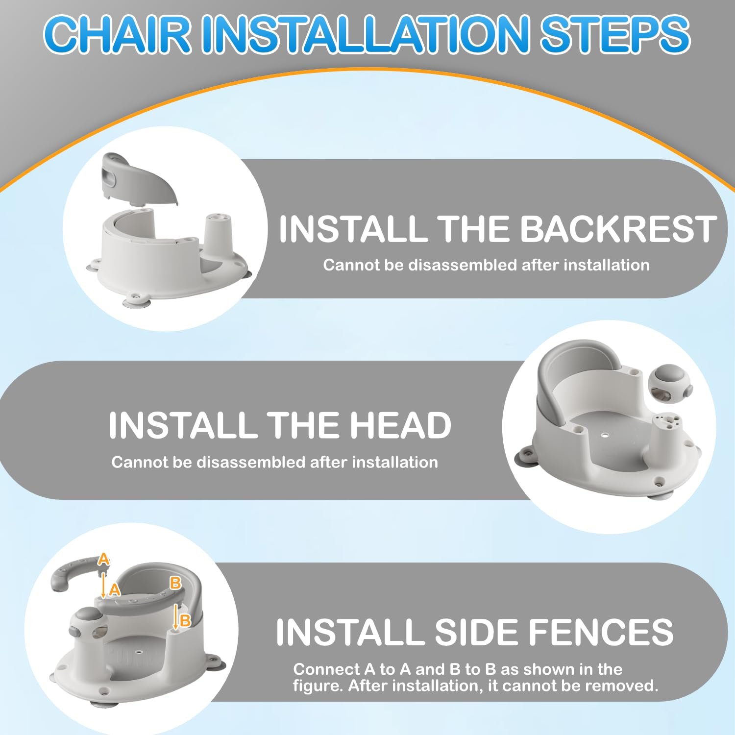 Baby Bath Seat for Babies 6 Months & up, Non-Slip Toddler Bath Seat for Baby & Newborn, Sit Up Bath Seat for Baby,Grey - Image 7