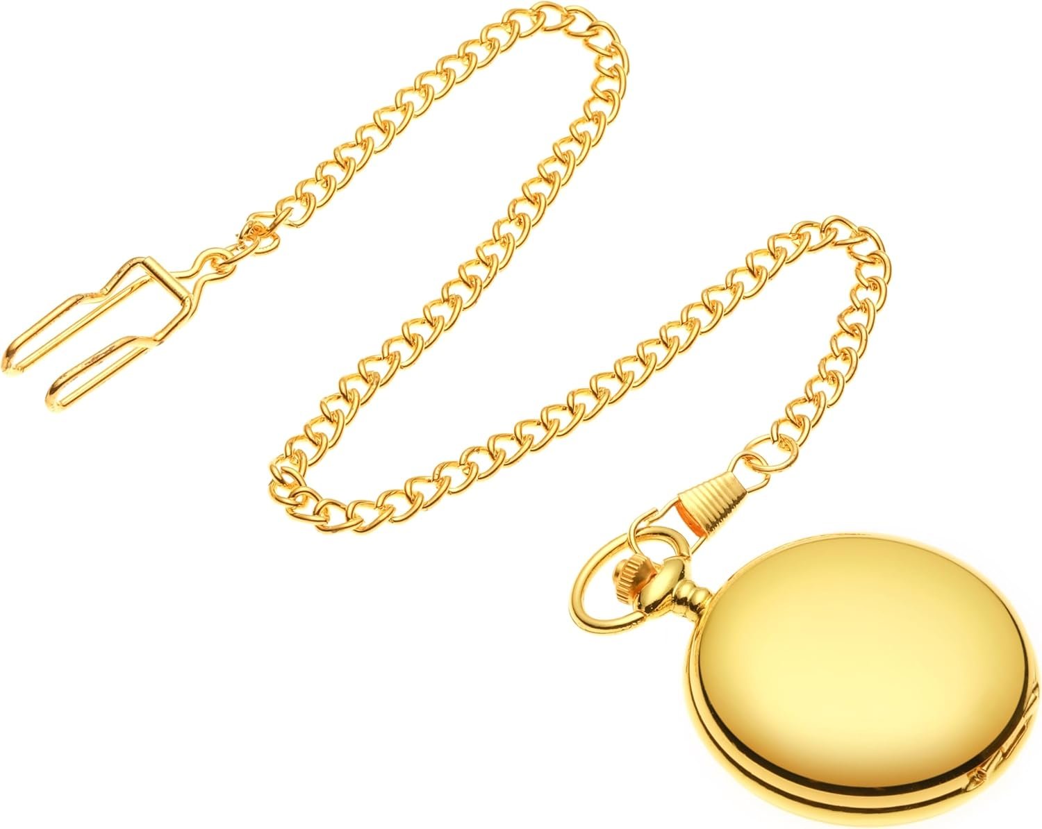 I-MART Smooth Vintage Pocket Watch with Chain, Classic Alloy Pocket Watches for Men Women, 1920s Style Quartz Pocketwatch, 1.78" Diameter - Image 4