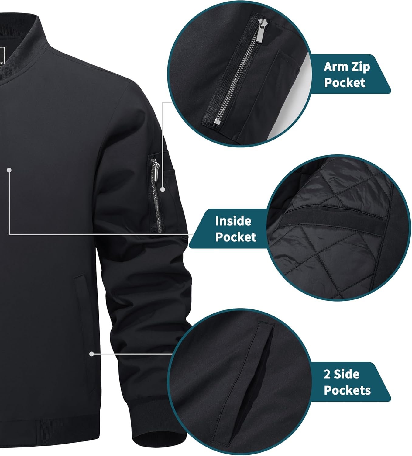 TACVASEN Men's Bomber Jackets Thermal Quilted Jacket Water Resistant Warm Winter Coats - Image 6