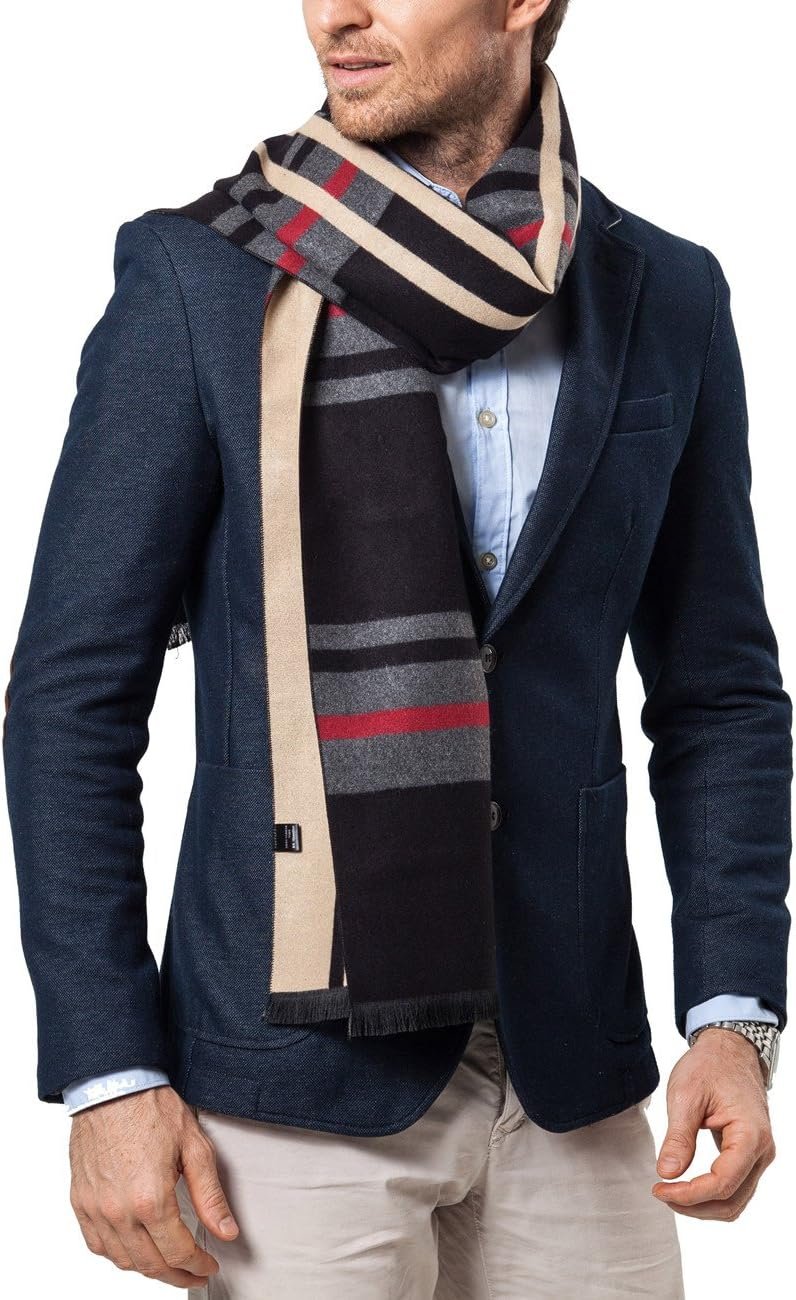 Shubb Men's Fashion Scarves for Winter Cashmere Feel Scarf for Men 70.8 * 11.8 IN - Image 3