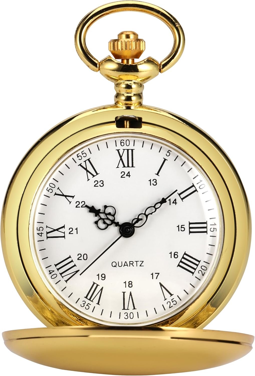 I-MART Smooth Vintage Pocket Watch with Chain, Classic Alloy Pocket Watches for Men Women, 1920s Style Quartz Pocketwatch, 1.78" Diameter - Image 3