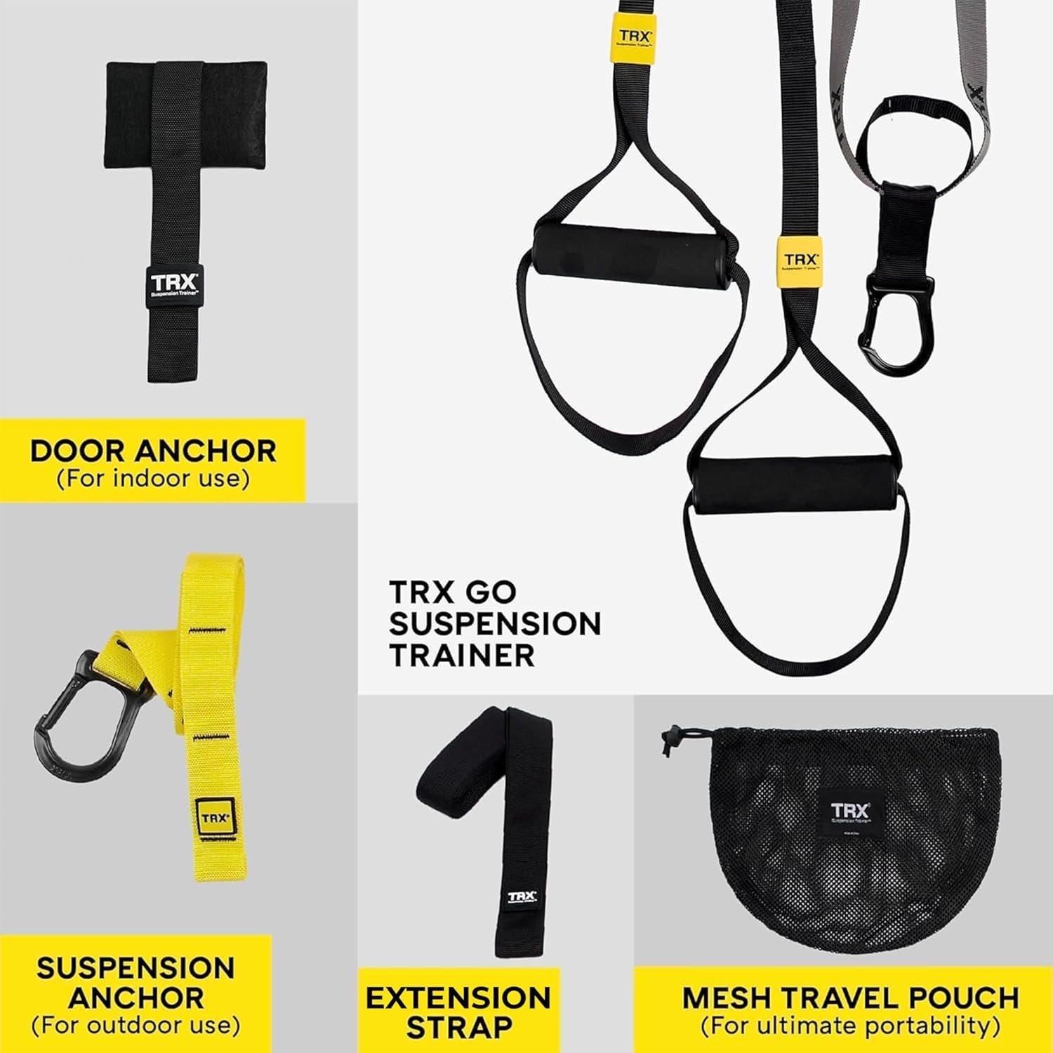 TRX GO Suspension Trainer System, Full-Body Workout for All Levels & Goals, Lightweight & Portable, Fast, Fun & Effective Workouts, Home Gym Equipment or for Outdoor Workouts, Grey - Image 7