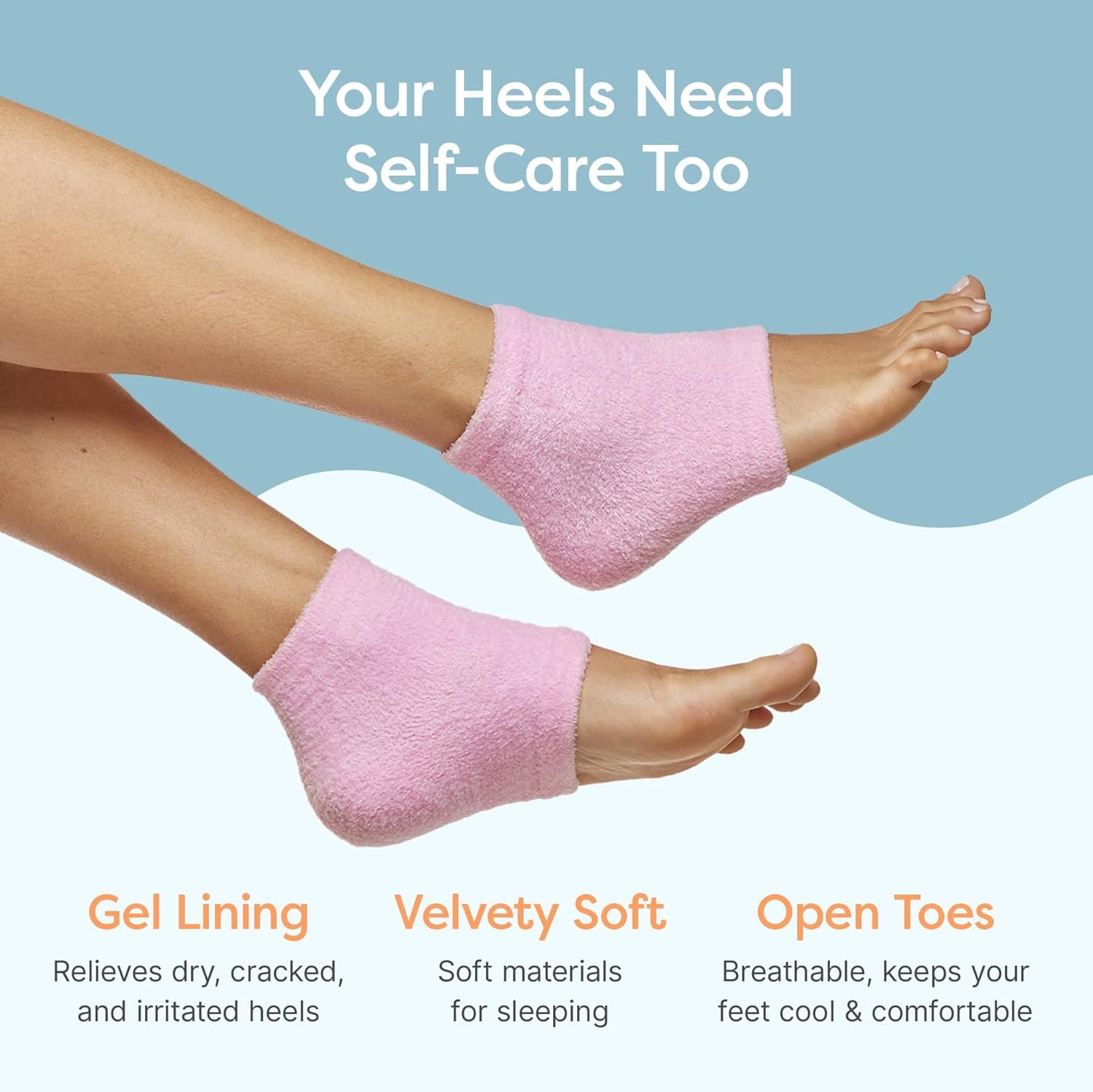 ZenToes Moisturizing Socks for Cracked Heel Treatment - Vitamin E, Olive Oil and Jojoba Oil Infused Heel Socks to Soften and Hydrate (Fuzzy Pink, Regular) - Image 6