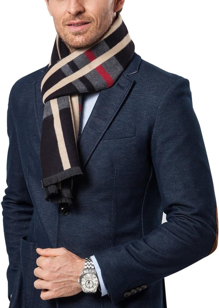Shubb Men's Fashion Scarves for Winter Cashmere Feel Scarf for Men 70.8 * 11.8 IN - Image 2