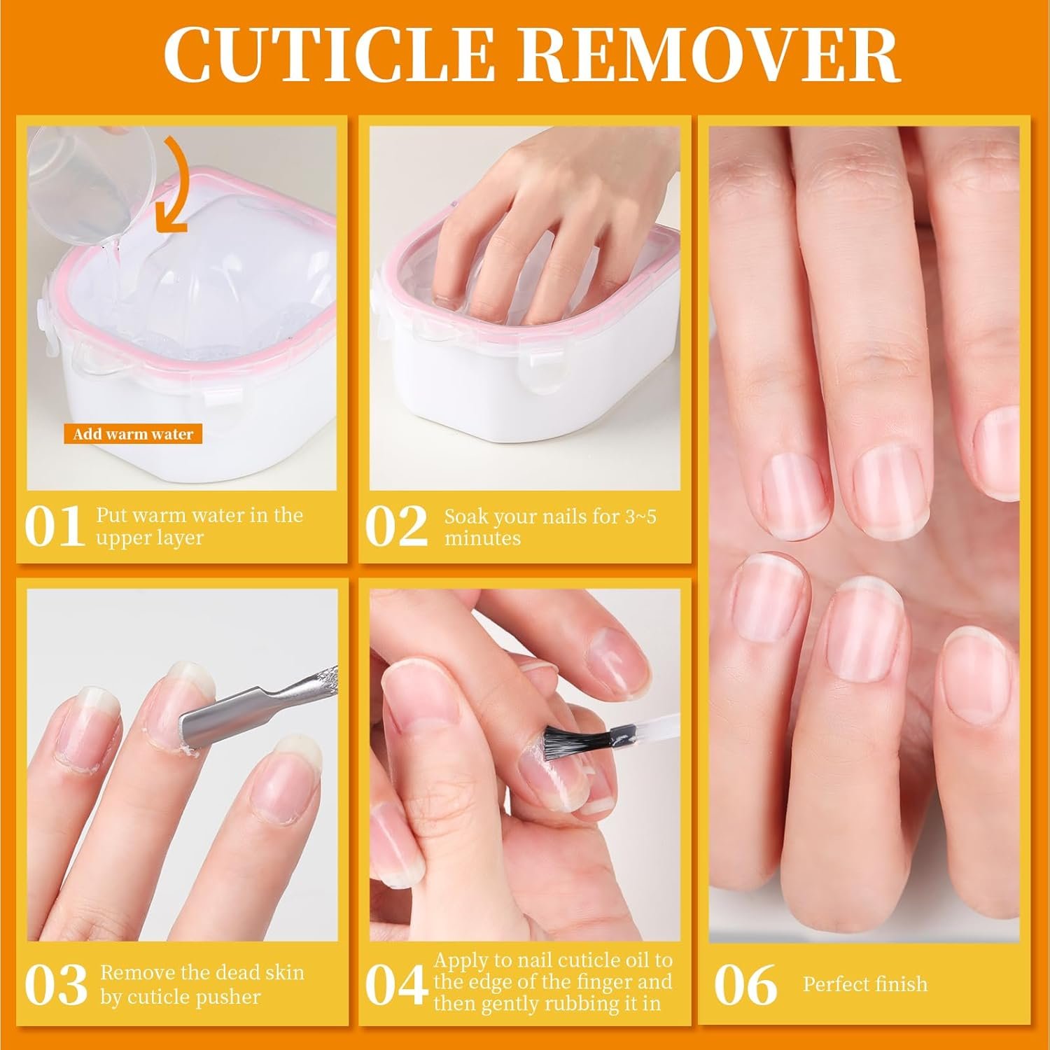 Teenitor Nail Soaking Bowl, Soak Off Gel Polish Dip Powder Remover, Manicure Bowl for Hand, Cuticle Remover Tools, Nail Brush Cuticle Pusher,Cuticle Oil Cuticle Peeler,Nail File Buffer Milk and Honey - Image 7
