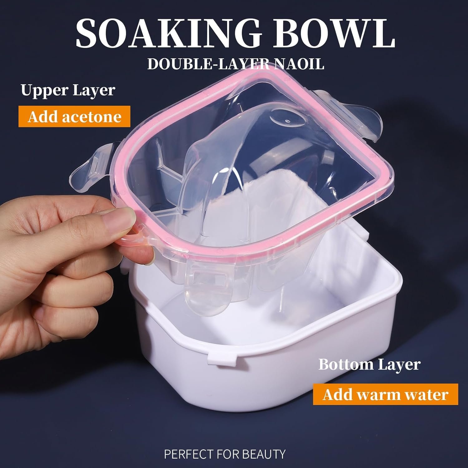 Teenitor Nail Soaking Bowl, Soak Off Gel Polish Dip Powder Remover, Manicure Bowl for Hand, Cuticle Remover Tools, Nail Brush Cuticle Pusher,Cuticle Oil Cuticle Peeler,Nail File Buffer Milk and Honey - Image 4