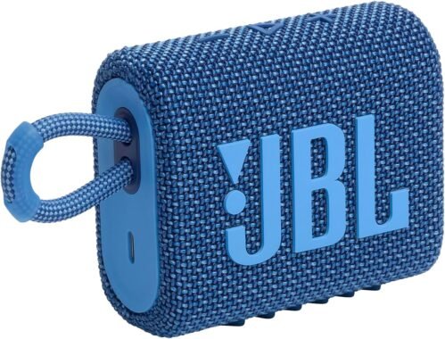JBL Go 3 Eco – Portable Mini Bluetooth Speaker, big audio and punchy bass, IP67 waterproof and dustproof, 5 hours of playtime, Made in part with recycled materials (Eco Blue)