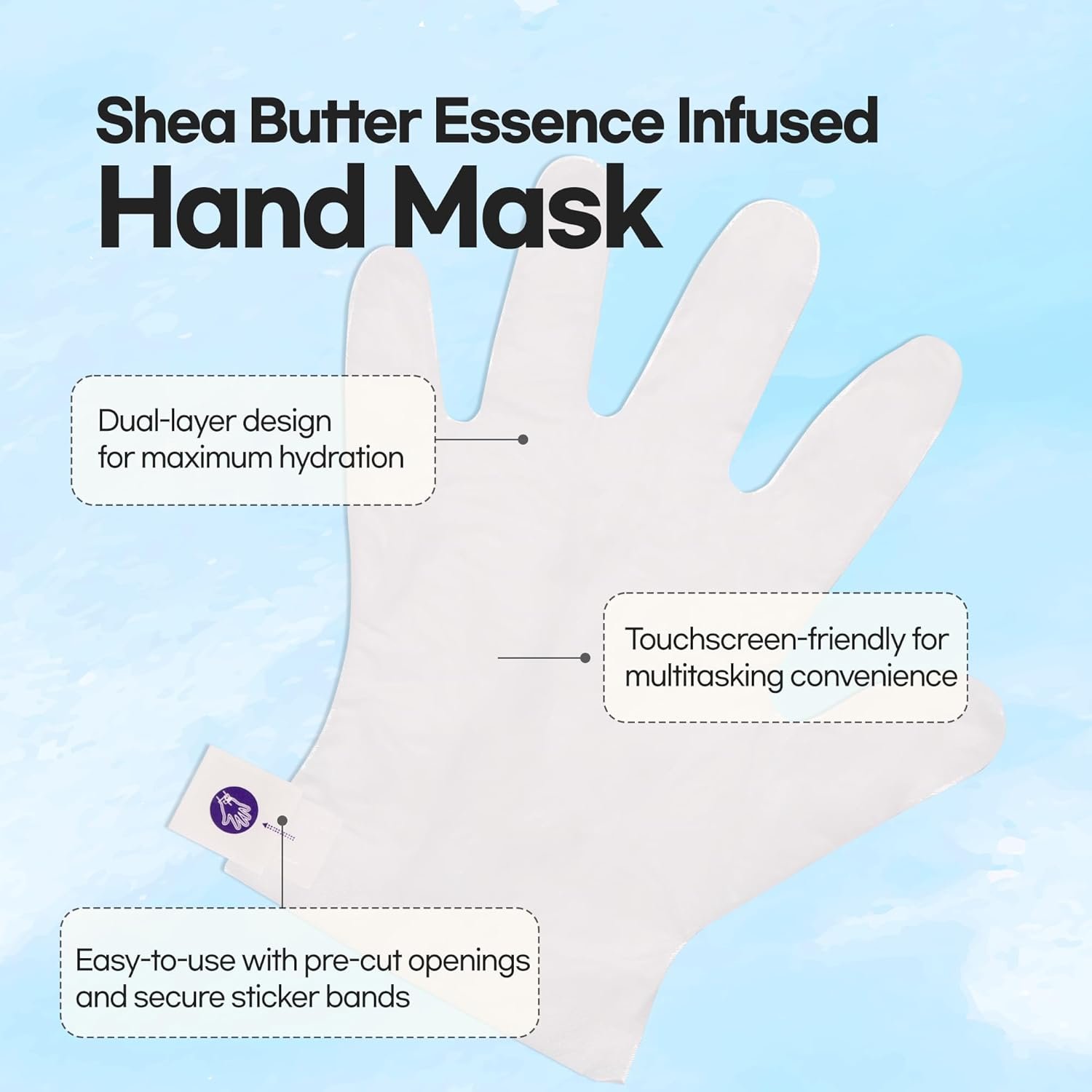 Epielle Intensive Repairing Hand & Foot Masks (6 Gloves & 6 Socks) for Dry Hands & Cracked Heels, Coconut Oil and Milk Extract, Mother's Day Gifts, Teacher's Appreciation - Image 5