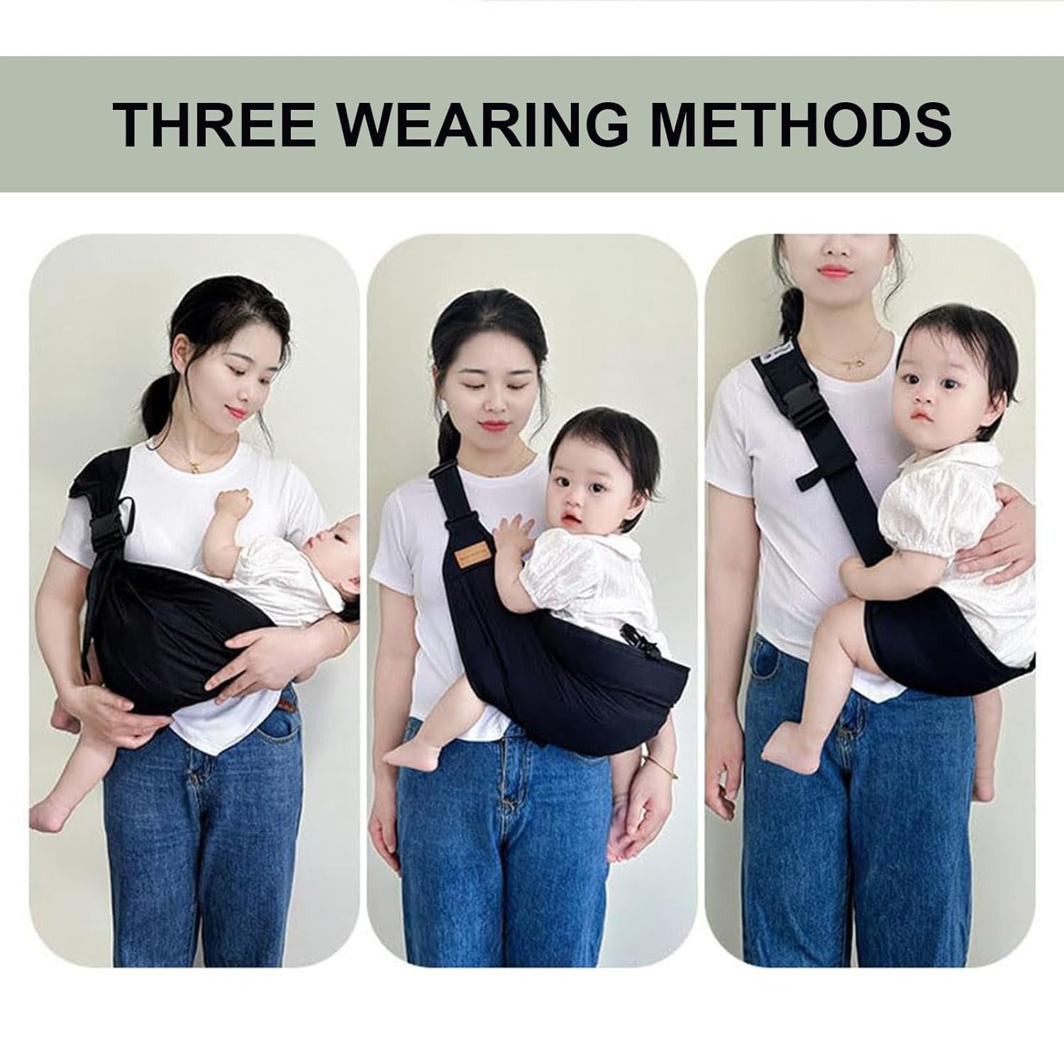 Baby Sling Carrier,Toddler Carrier,Baby Sling,Portable and Adjustable Non-Slip Hip Seat Carriers 10-45lbs(Black,Cloth) - Image 4
