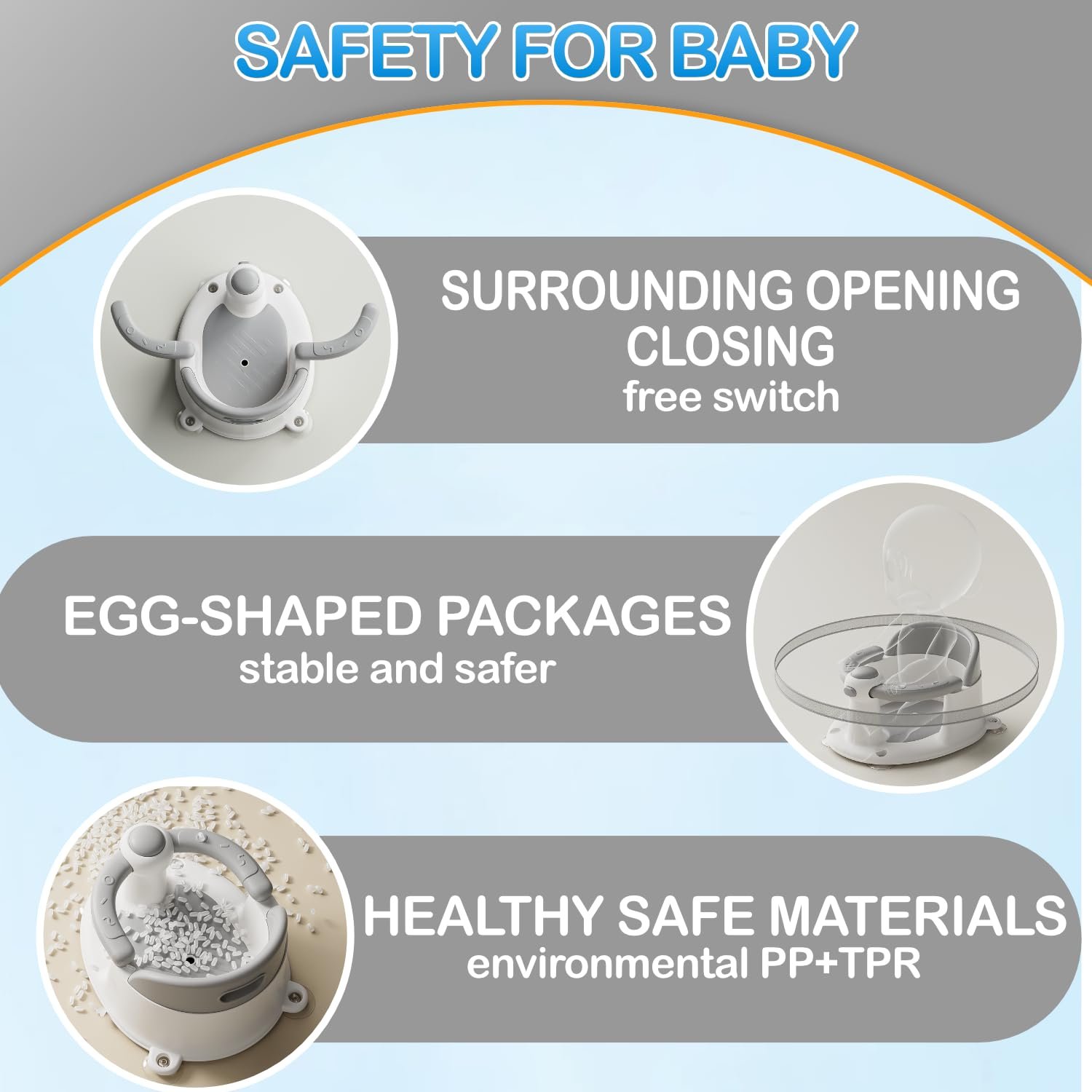 Baby Bath Seat for Babies 6 Months & up, Non-Slip Toddler Bath Seat for Baby & Newborn, Sit Up Bath Seat for Baby,Grey - Image 5