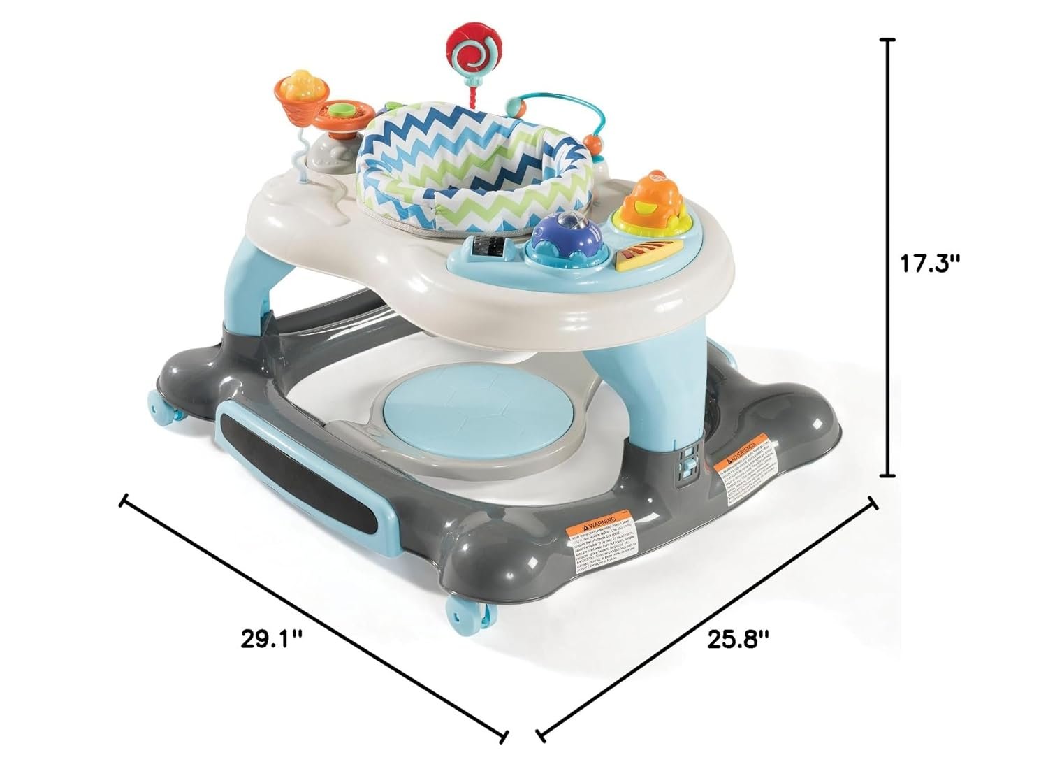 Storkcraft 3-in-1 Activity Walker and Rocker with Jumping Board Feeding Tray, Interactive Toy Tray for Toddlers Infants, Blue/Gray - Image 3