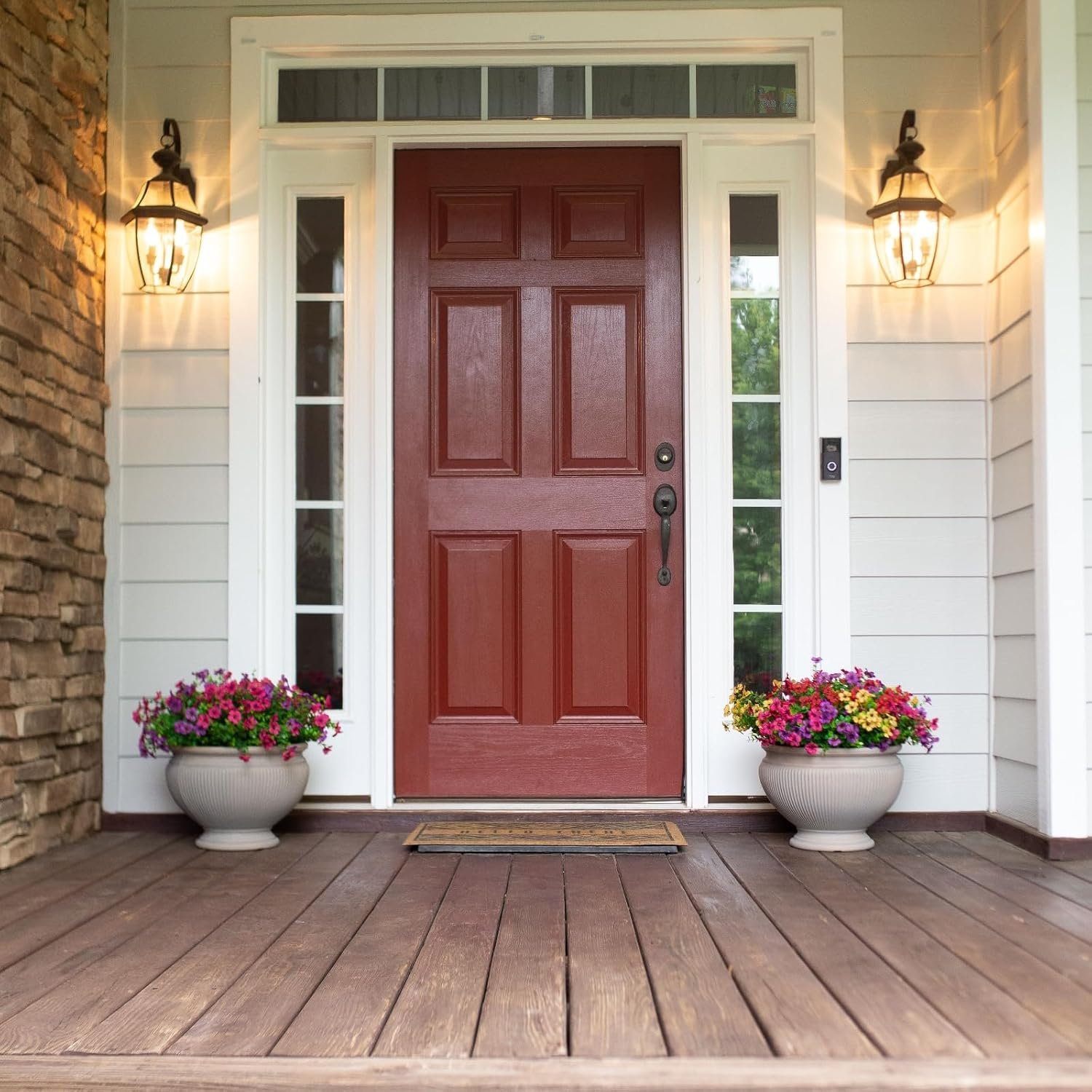 Artificial Flowers for Outdoor Indoor Garden Home Decoration, Faux Flower Daisy with Eucalyptus Leaves Fake Plants Greenery Boxwood Porch Patio, 12 Bundles (Mix Pink Red Purple Yellow) - Image 7