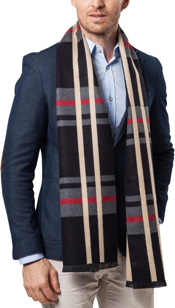 Shubb Men's Fashion Scarves for Winter Cashmere Feel Scarf for Men 70.8 * 11.8 IN - Image 4