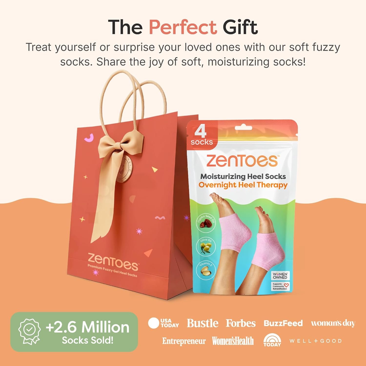 ZenToes Moisturizing Socks for Cracked Heel Treatment - Vitamin E, Olive Oil and Jojoba Oil Infused Heel Socks to Soften and Hydrate (Fuzzy Pink, Regular) - Image 9