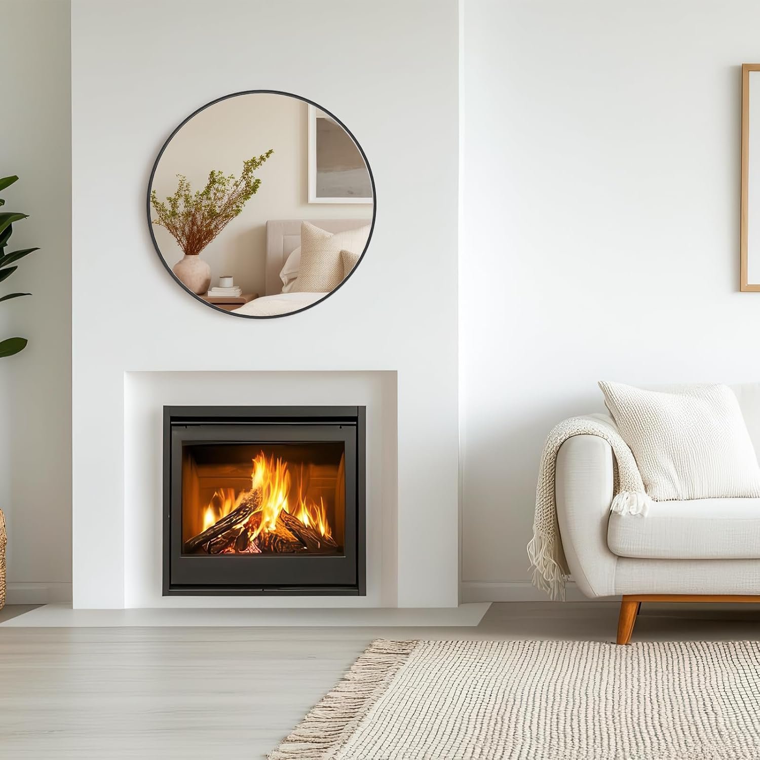 Sweetcrispy Black Round Wall Mirror 20 Inch, Bathroom Mirrors for Over Sink, Wall Decor for Bathroom, Entryway, Bedroom, Vanity - Image 7