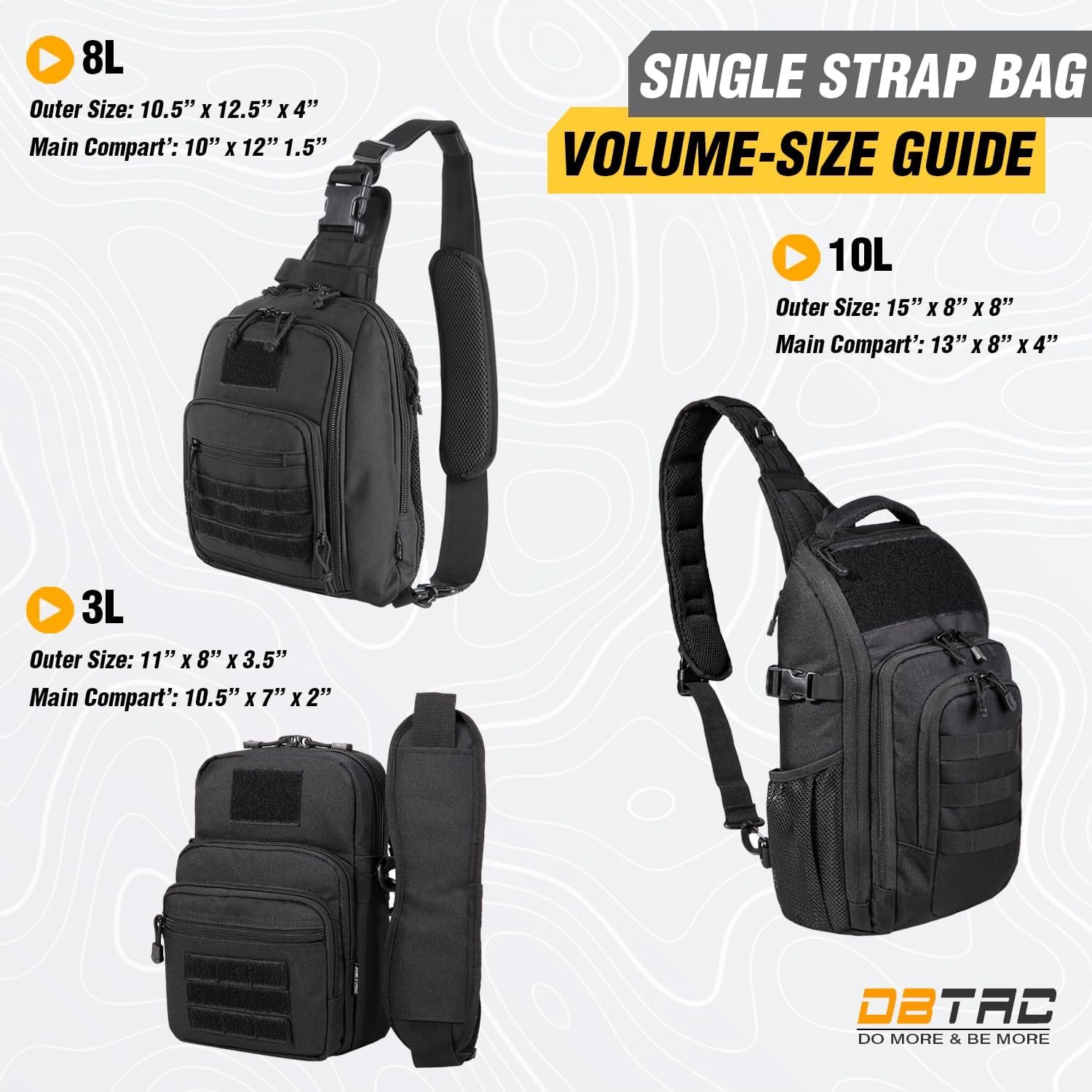 DBTAC Tactical Sling Bag | 8L Military Shoulder Chest Pack for Full Size Concealed Carry, Range, Travel, Outdoor Sports - Image 10