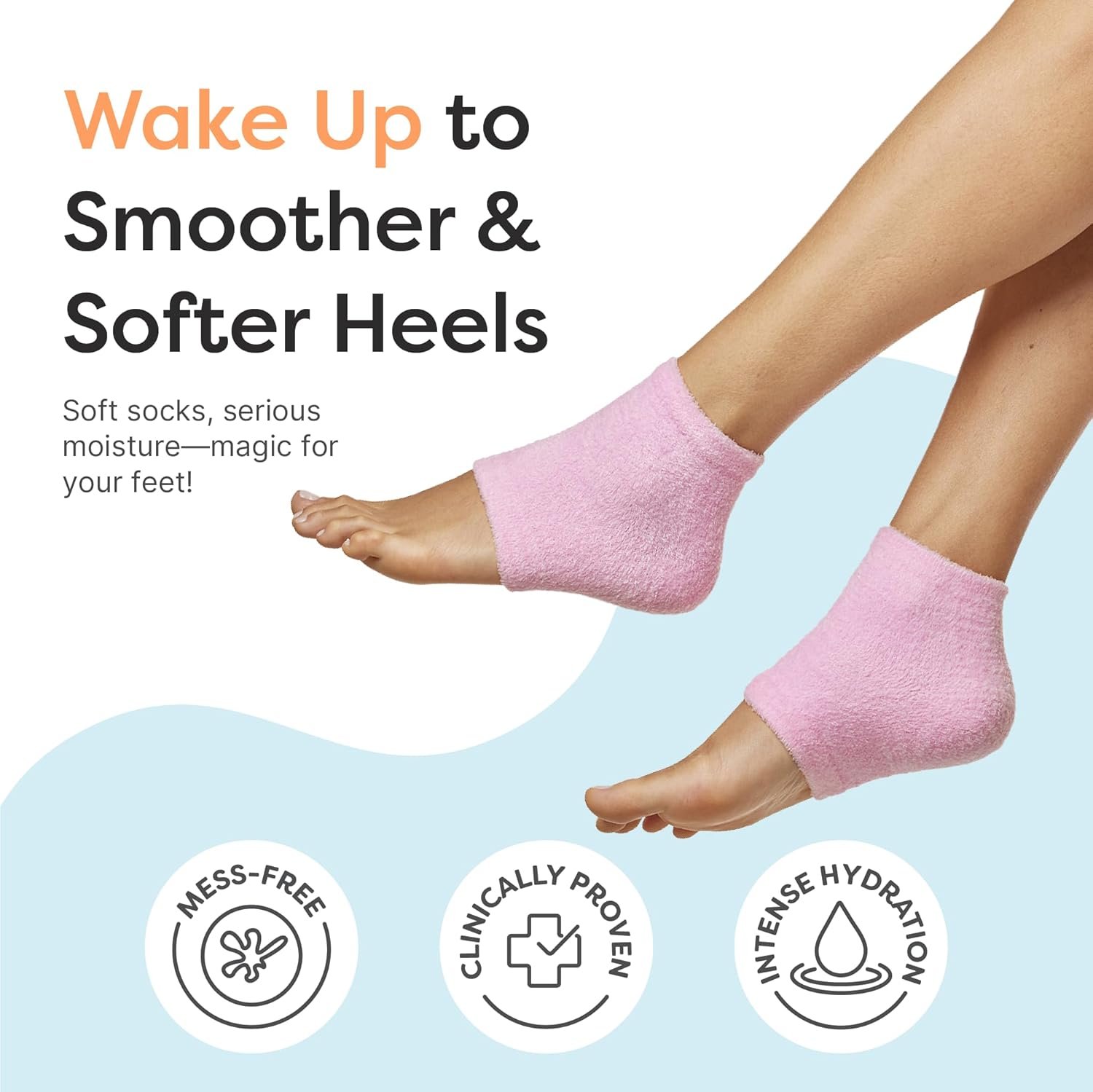 ZenToes Moisturizing Socks for Cracked Heel Treatment - Vitamin E, Olive Oil and Jojoba Oil Infused Heel Socks to Soften and Hydrate (Fuzzy Pink, Regular) - Image 3