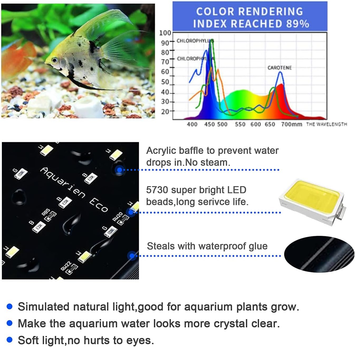 KZKR Upgraded Aquarium Light Multi-Color Remote Control 72-84 inch LED Hood Lamp for Freshwater Marine Plant Fish Tank Light Decorations - Image 6