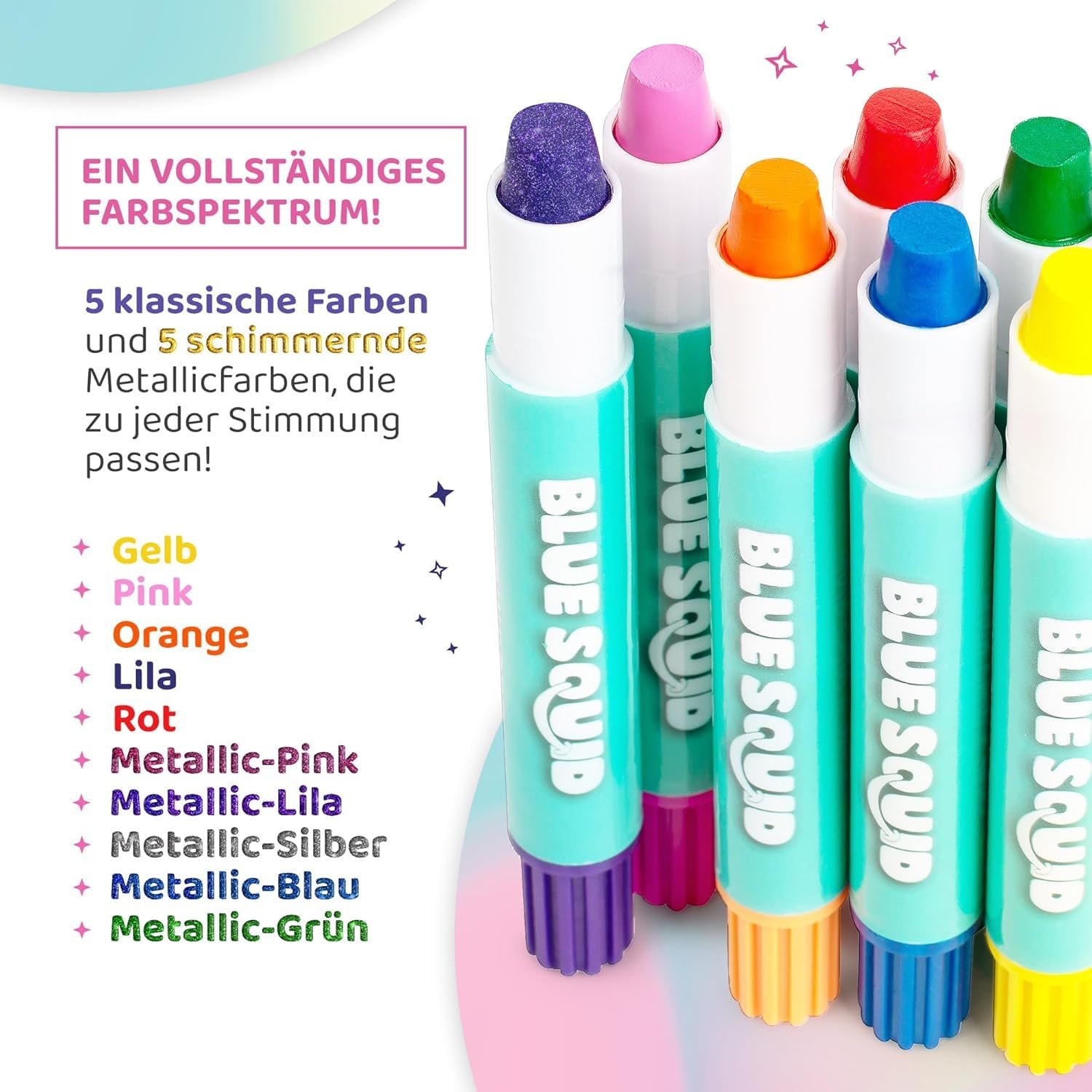 Blue Squid Hair Chalk for Girls Pens – 10 Vibrant Temporary Hair Color for Kids - Ideal Christmas, Birthday Gifts for Girls & Teens - Kid Safe, Washable Hair Dye for Ages 6 7 8 9 10 11 12 - Image 4