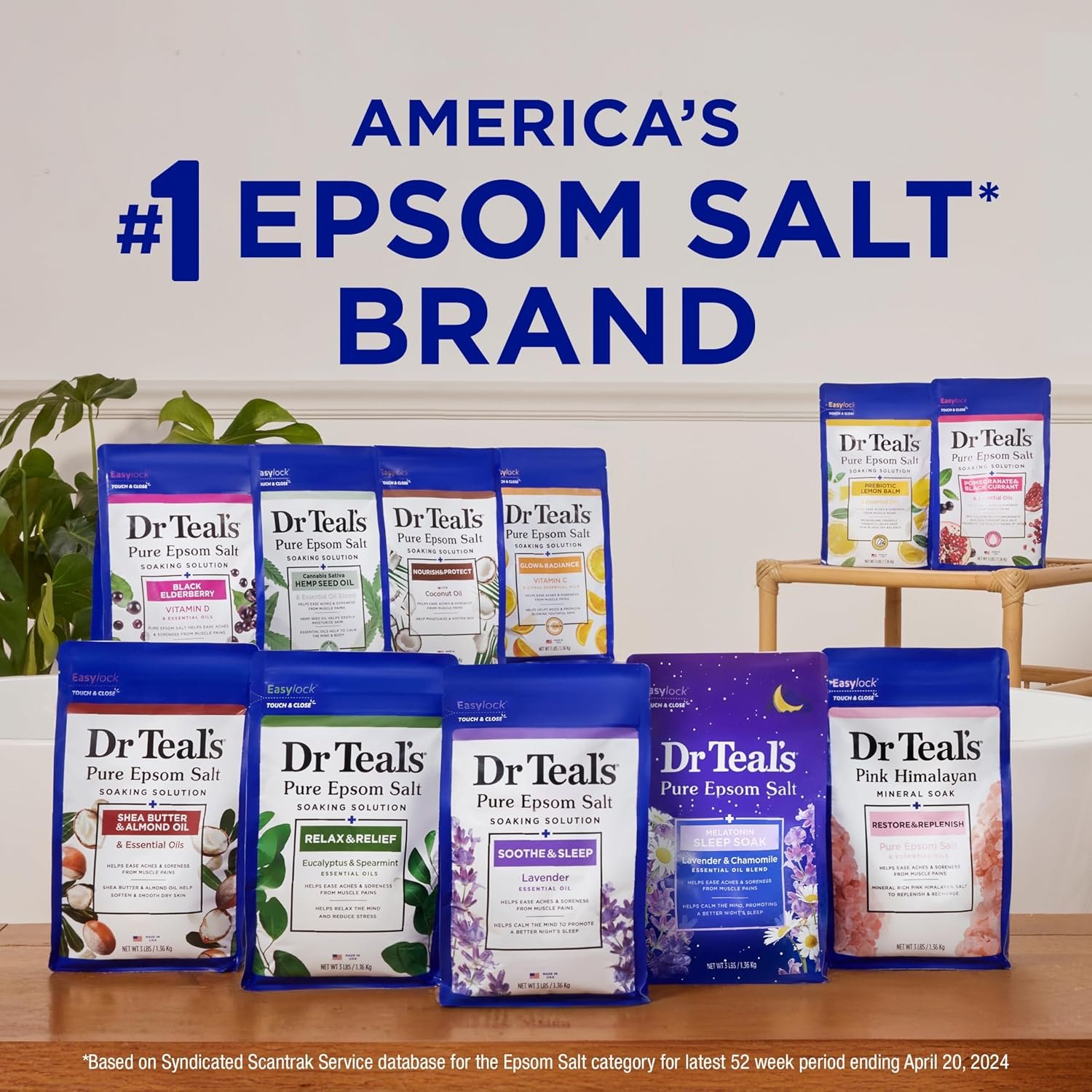 Dr Teal's Pure Epsom Salt Soak Trio Gift Set with Eucalyptus, Sleep Blend & Lavender, 6 Piece - Image 4