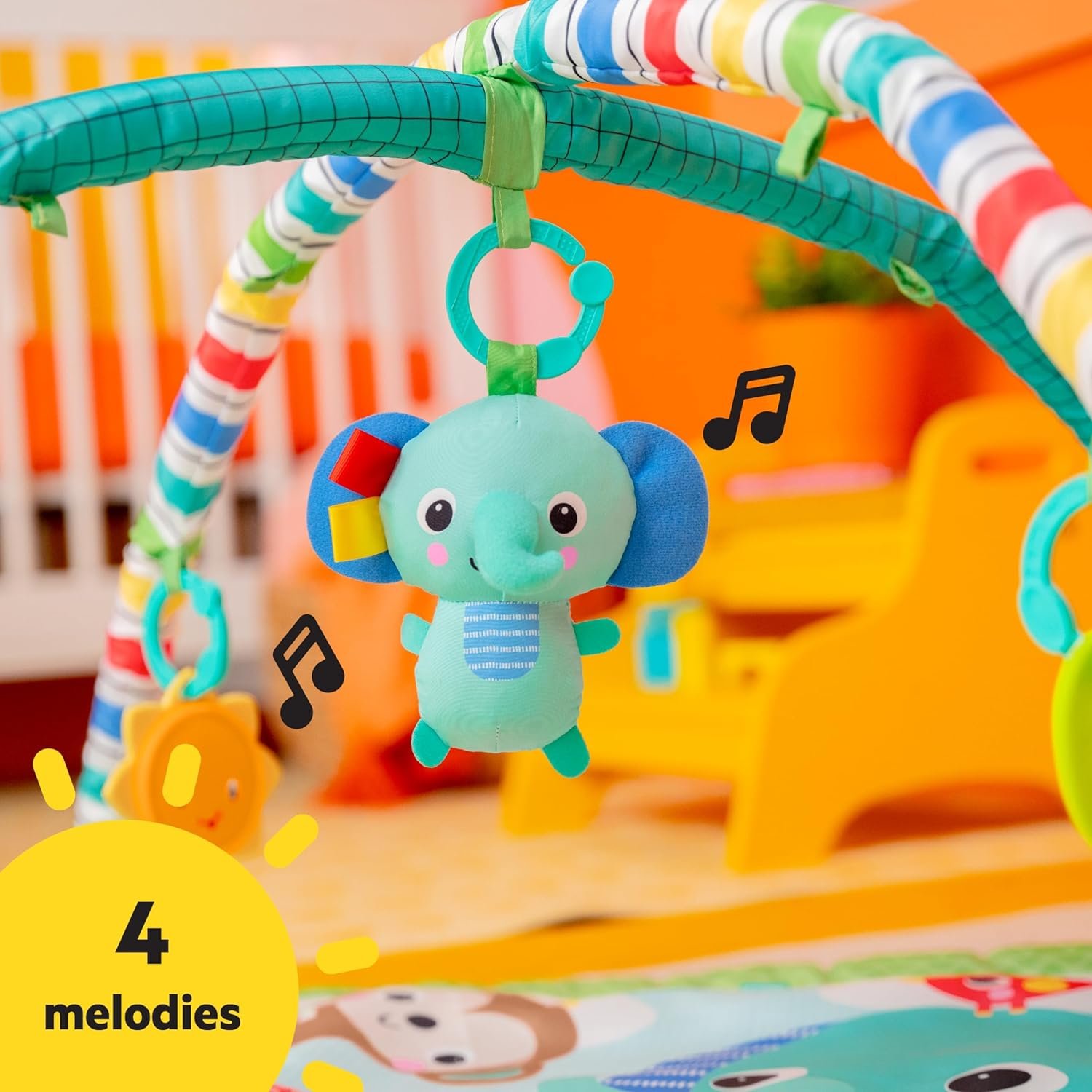 Bright Starts Wild Wiggles Baby Activity Gym & Play Mat with FoldingToy bar, Newborn and up - Green, 18.5” x 29.1” x 29.1” - Image 5