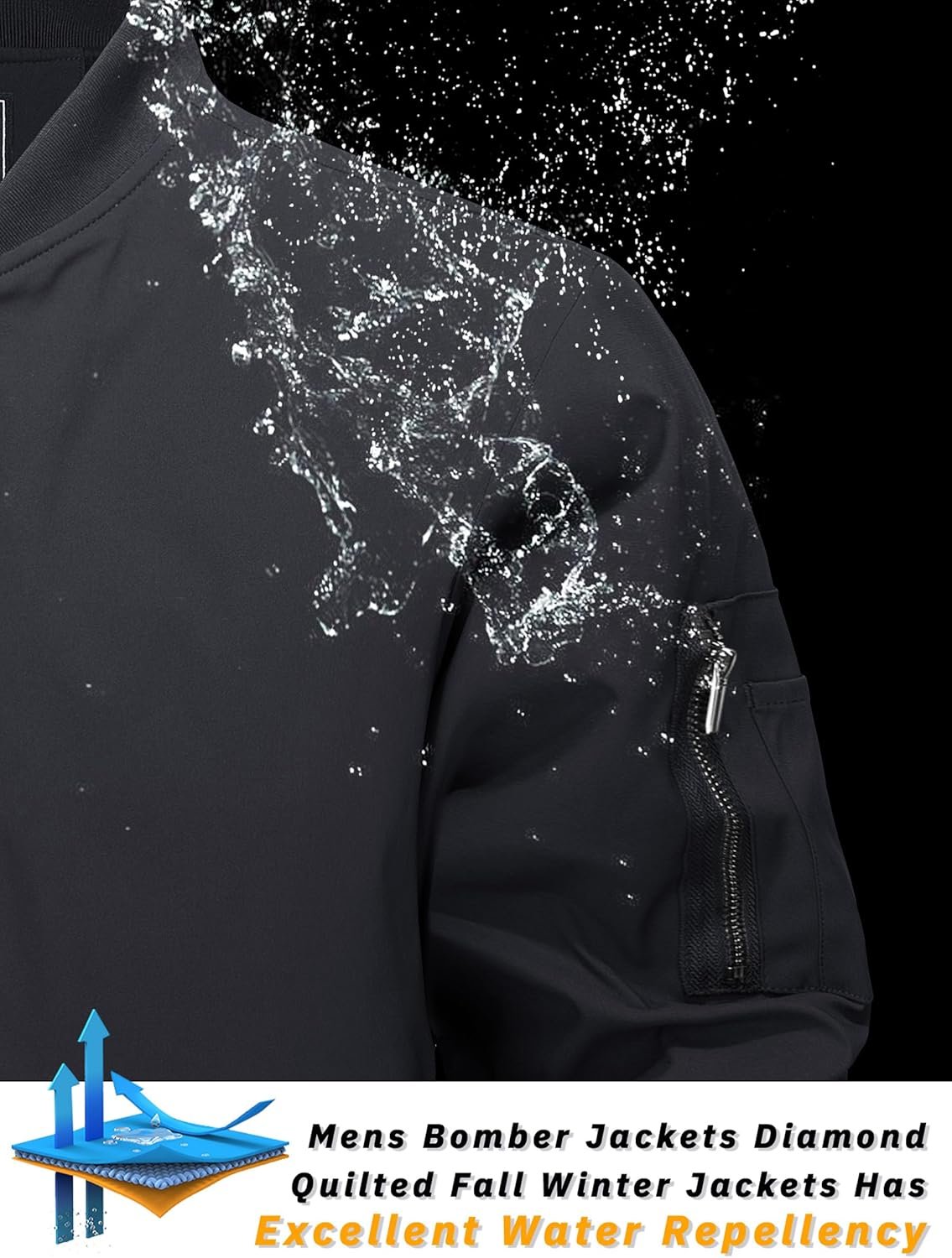 TACVASEN Men's Bomber Jackets Thermal Quilted Jacket Water Resistant Warm Winter Coats - Image 4