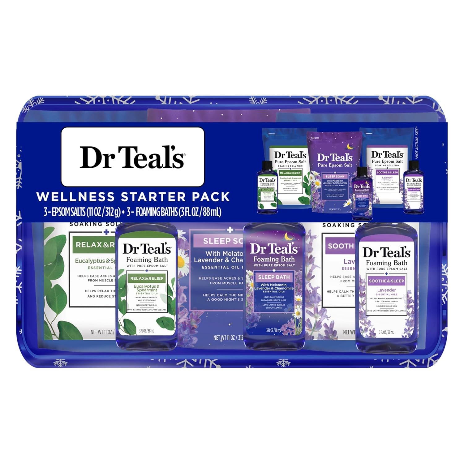 Dr Teal's Pure Epsom Salt Soak Trio Gift Set with Eucalyptus, Sleep Blend & Lavender, 6 Piece - Image 2