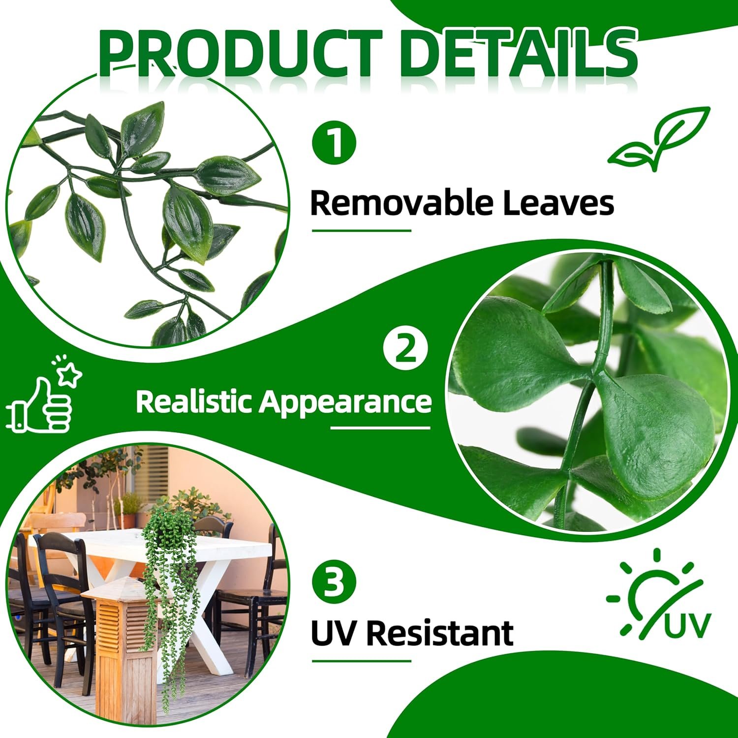 Artificial Hanging Plants for Shelf, 4 Pack Fake Potted Greenery Faux Eucalyptus Vine, Mandala Vine, String of Pearls,Pea pod Leaves in Pot for Office Living Room Bathroom Indoor Outdoor Décor - Image 4