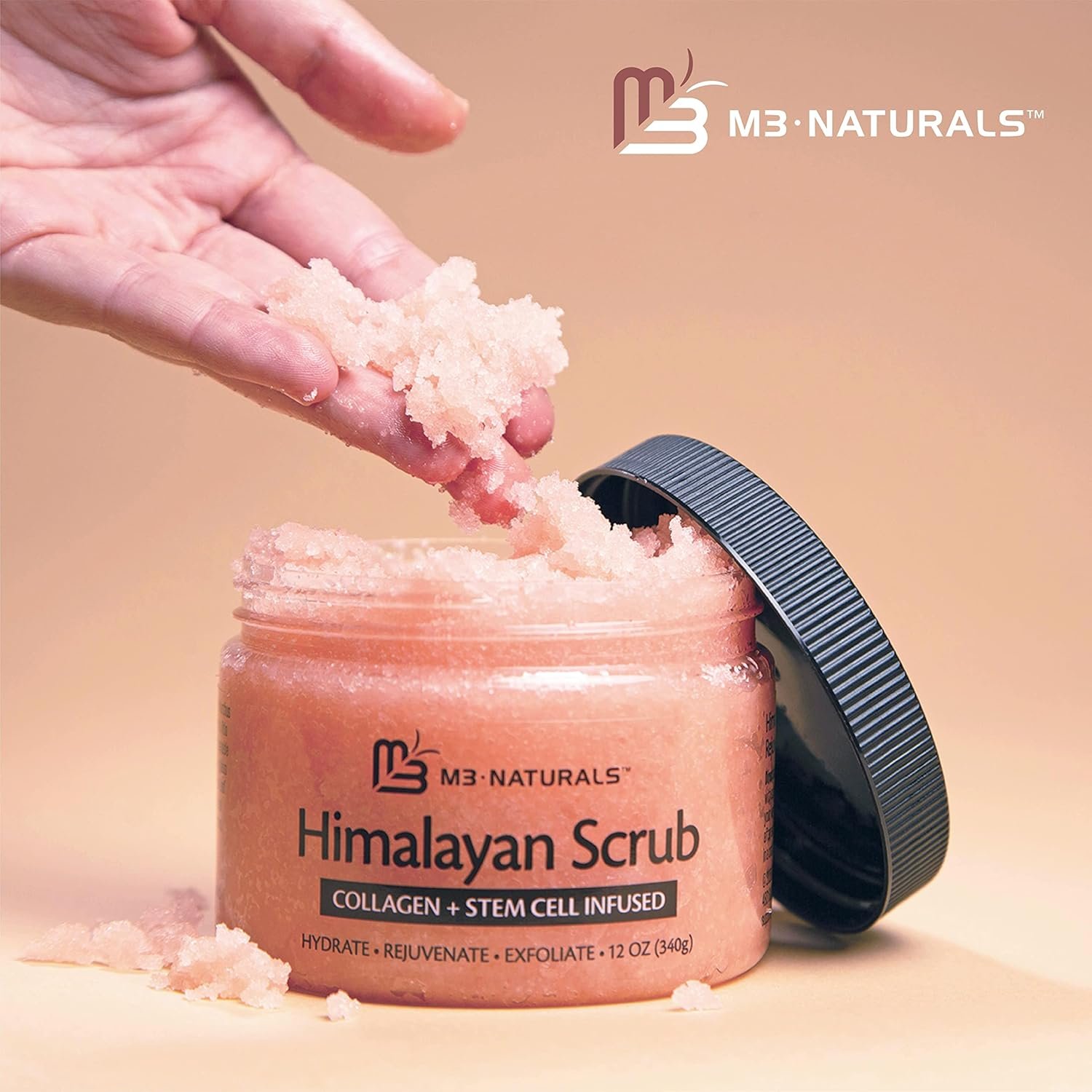 Himalayan Salt Scrub, Face, Foot, and Body Exfoliator with Collagen and Stem Cells, Exfoliating Scrub for Toning, Cellulite, and Skin Care by M3 Naturals - Image 8