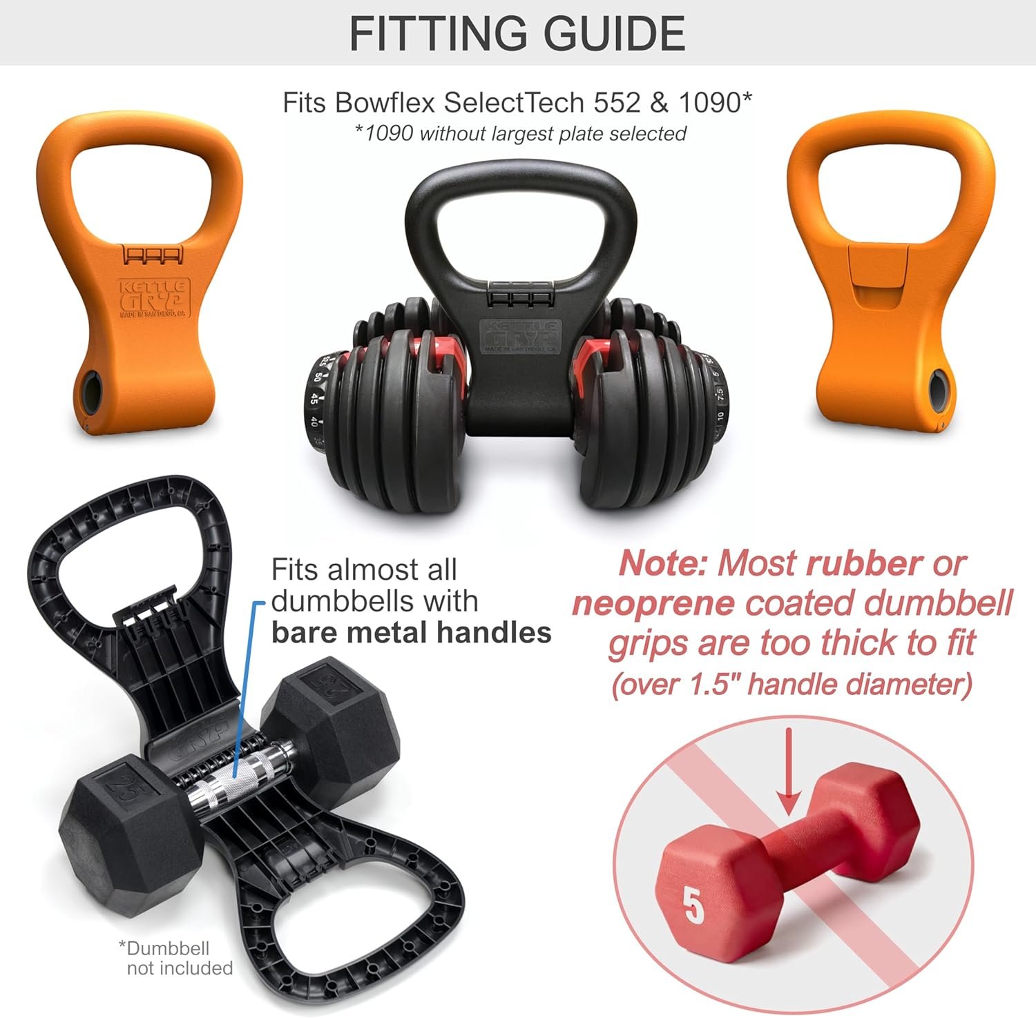 KETTLE GRYP - The Original - As Seen on SHARK TANK! Converts Your Dumbbells Into Kettlebells - Made in the USA - Dumbbell Grip Handle - Image 4